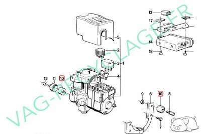 Silentbloc pour bloc ABS 1150134 Bmw E30 E36 E28 E34 E24 E23 E32 E31 Z1 Z3 - Image 5