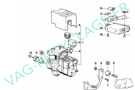 Silentbloc pour bloc ABS 1150134 Bmw E30 E36 E28 E34 E24 E23 E32 E31 Z1 Z3 - Image 5